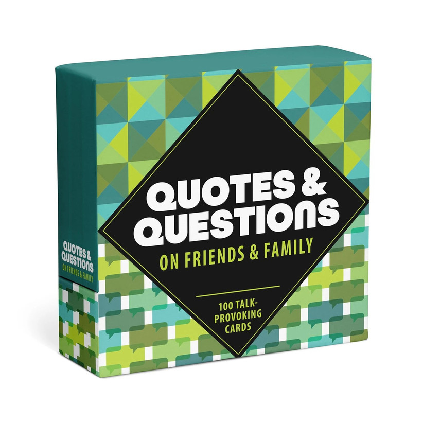 Green patterned box for Quotes & Questions cards