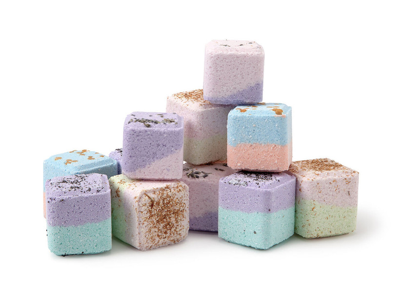 Selection of colorful shower steamer cubes