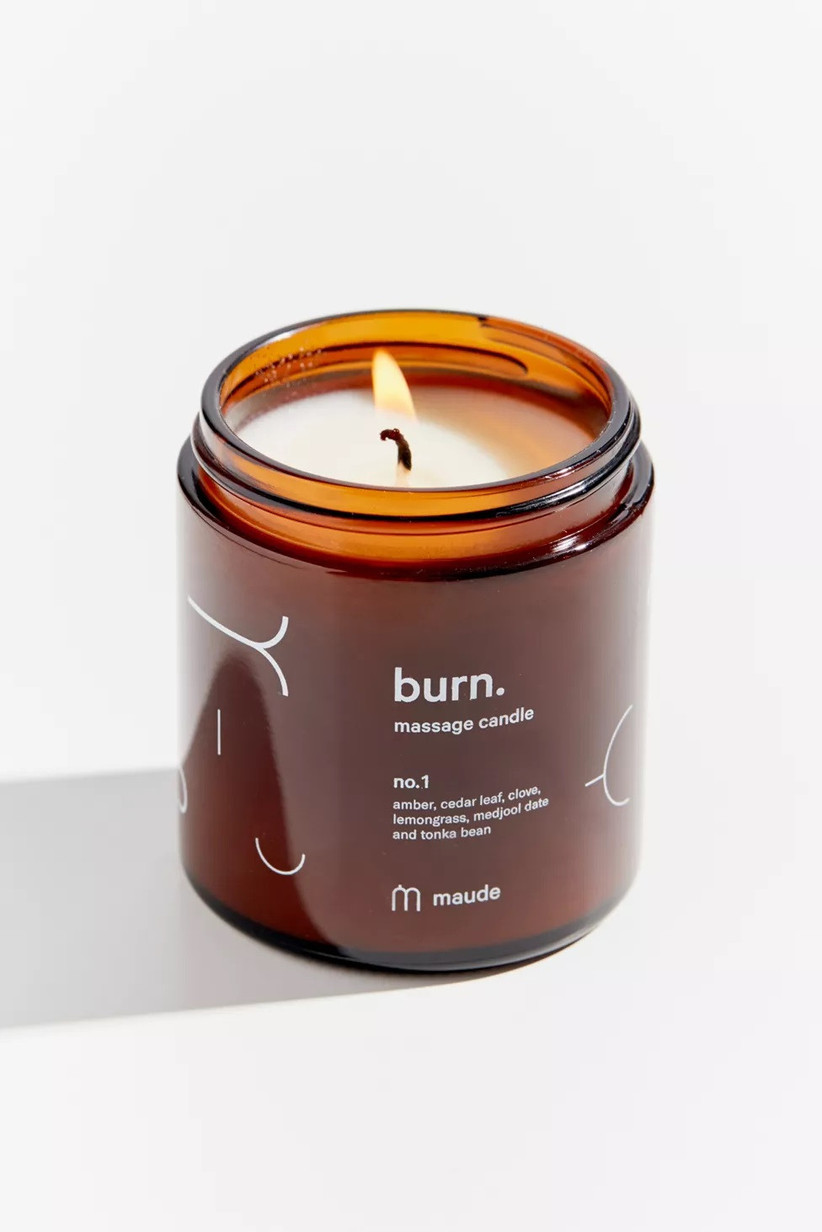 Small massage oil candle in amber-colored jar small Valentine's gift idea