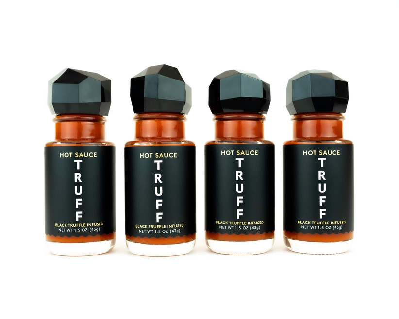 Four mini bottles of TRUFF hot sauce small Valentine's gift idea