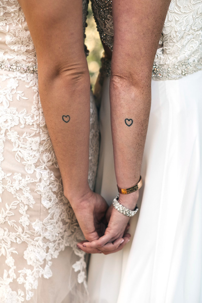 Идеи лесбийской свадьбы | Соответствующие татуировки сердца