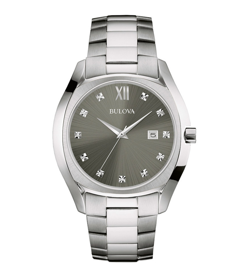 bulova silver watch with diamonds