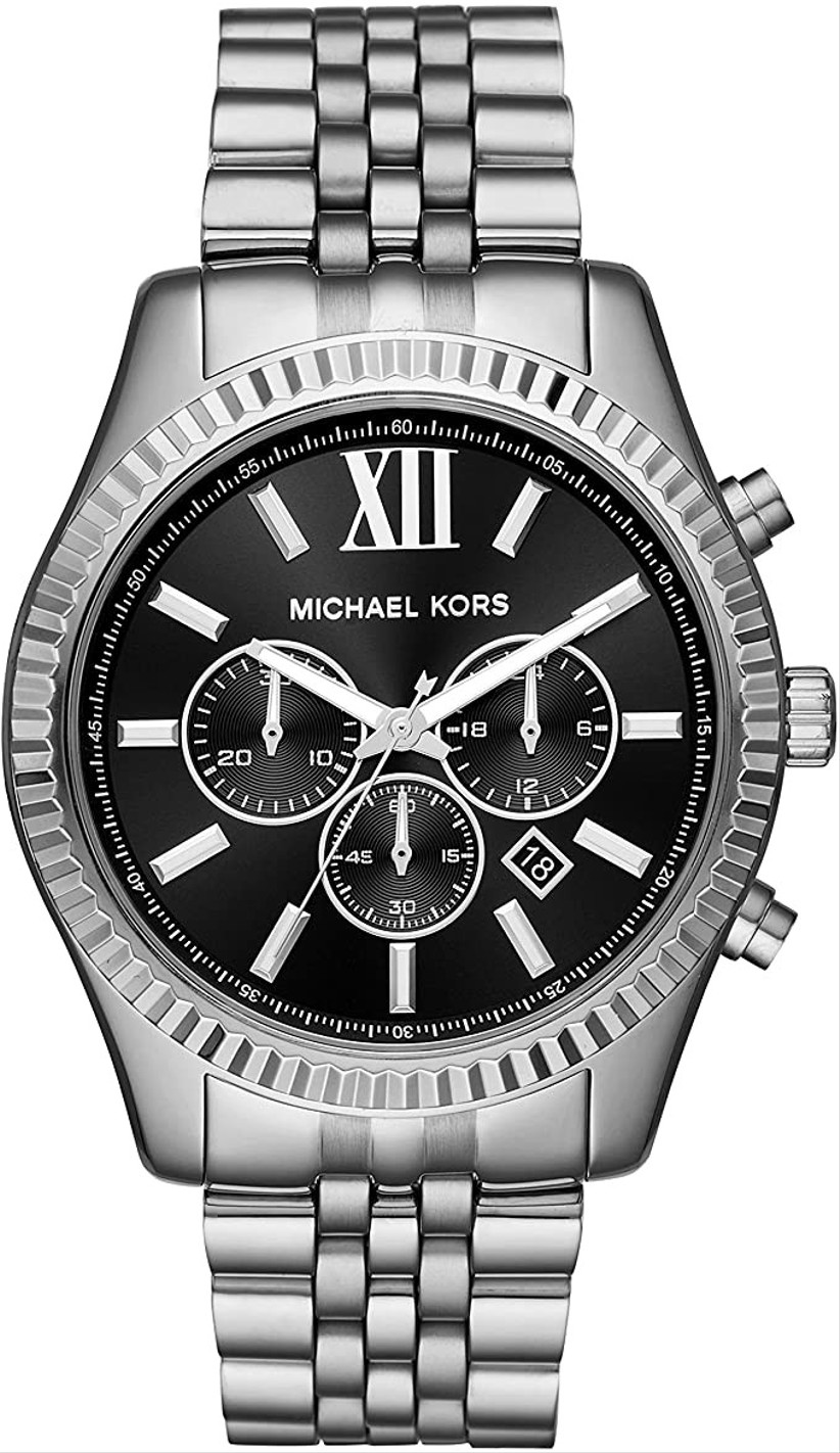 michael kors silver and black wristwatch
