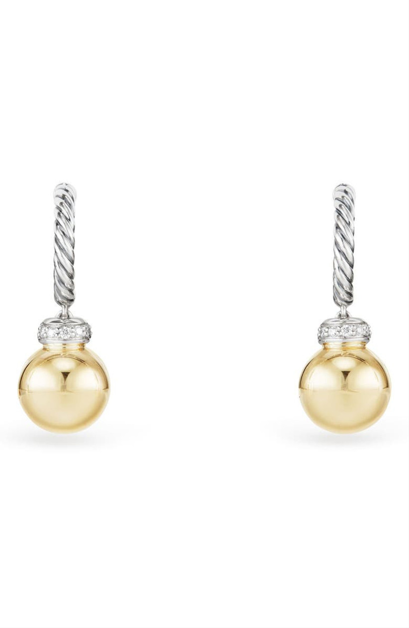 gold pearl and diamond hoop earrings