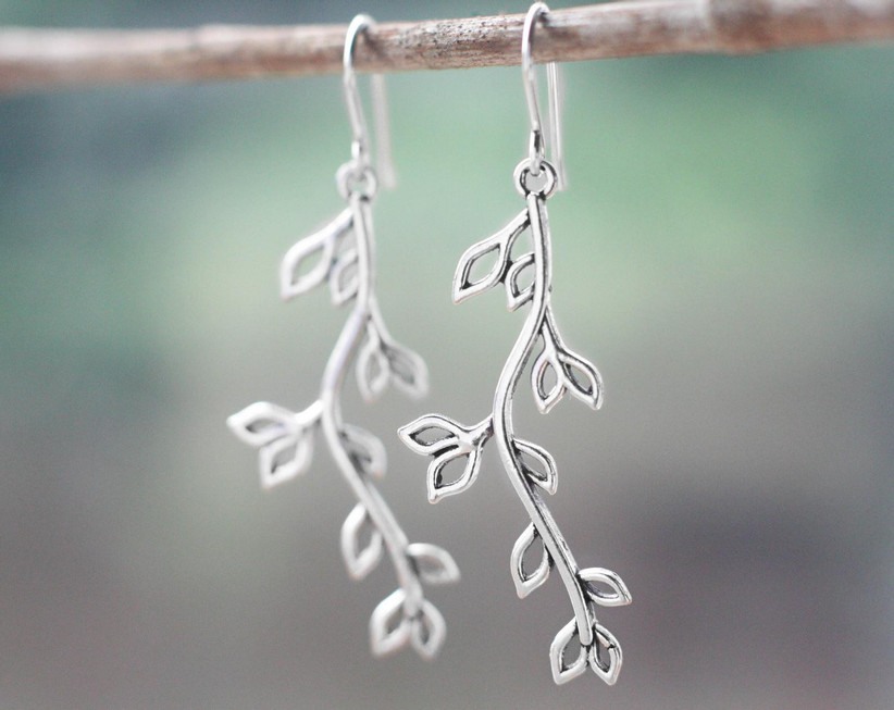 Silver willow branch earrings
