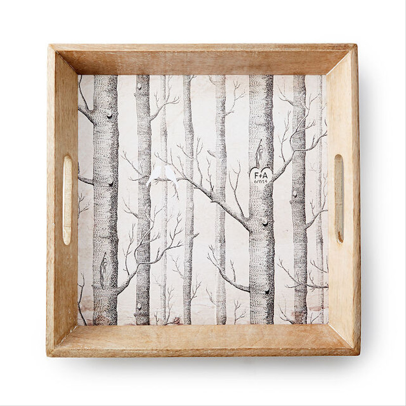 square tray with etched tree motif