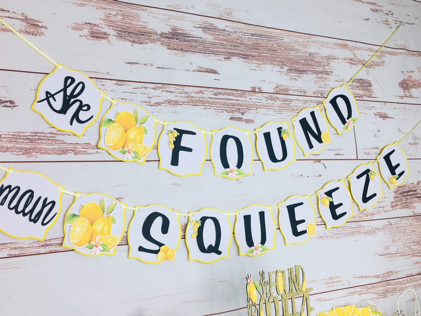 She Found Her Main Squeeze lemon-themed bridal shower banner