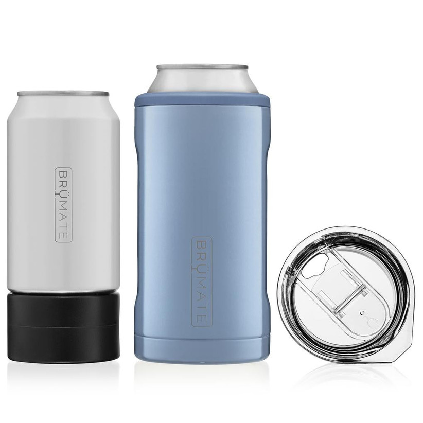 Can cooler set in light blue with adapter for smaller cans and lid
