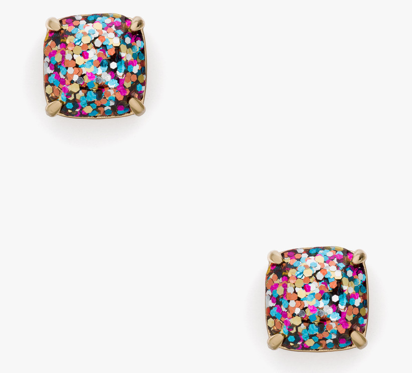 Серьги-гвоздики с разноцветными конфетти