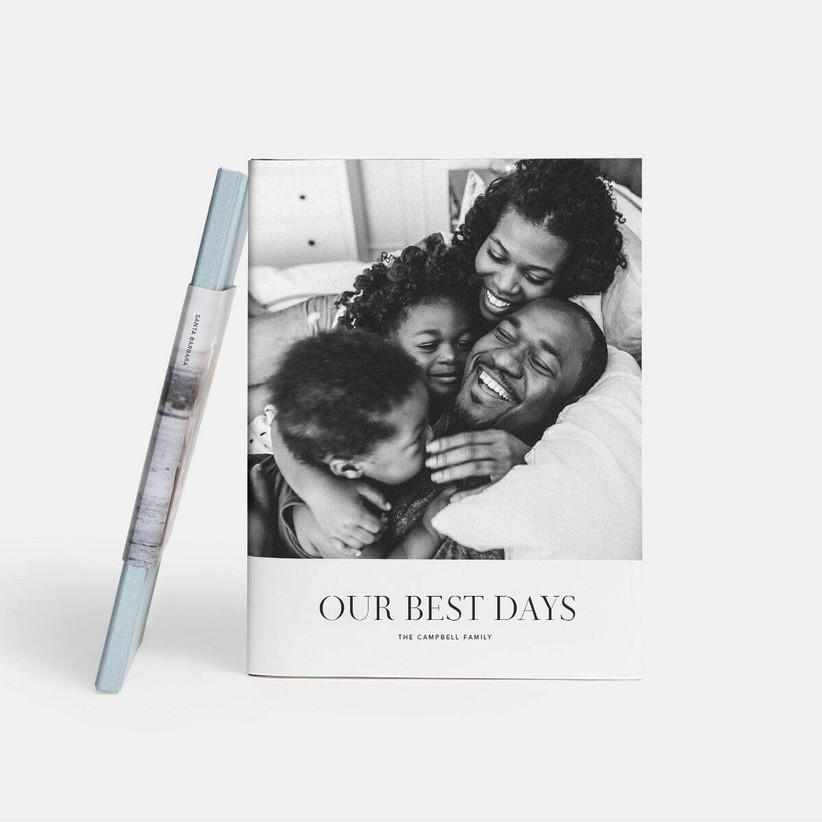 Mother's Day gift photo book with family picture on the cover titled Our Best Days