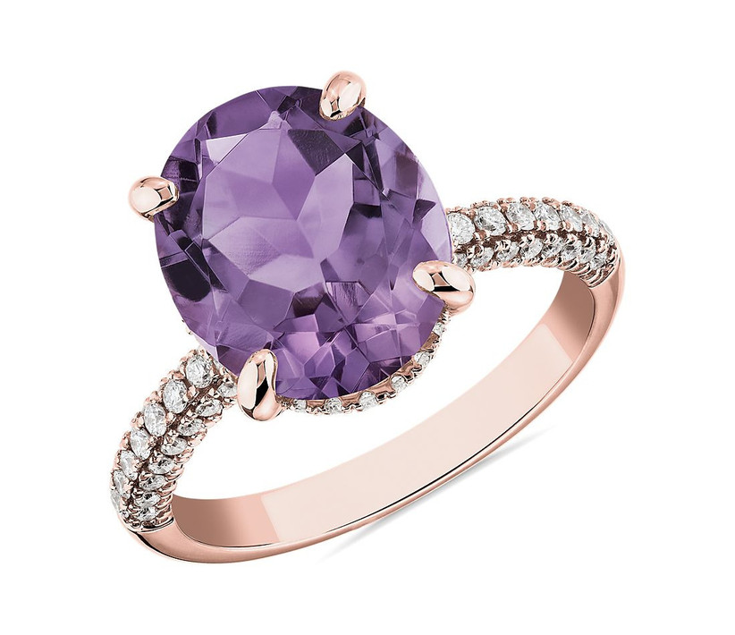 amethyst ring on rose gold band