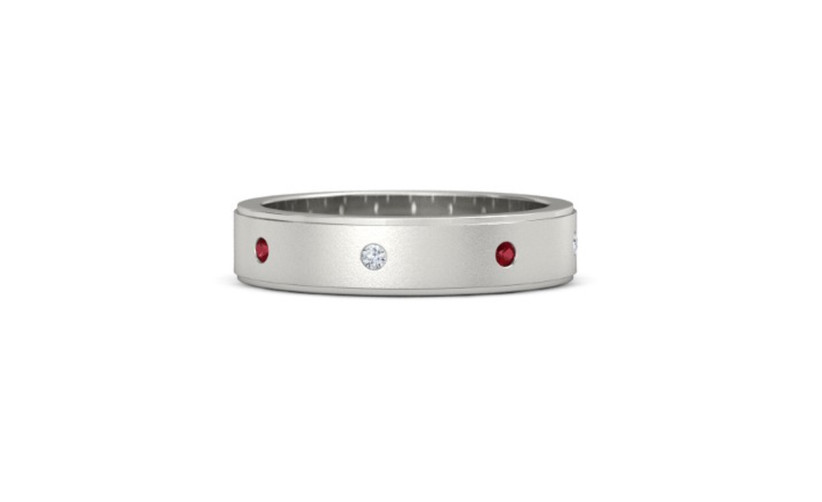 white gold ruby and diamond wedding band