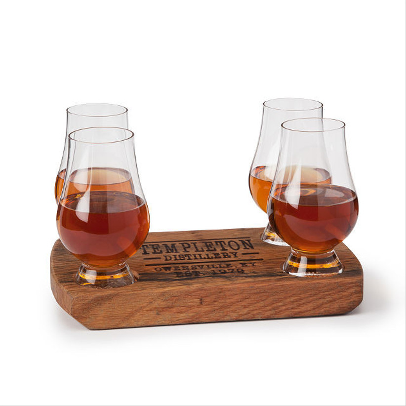 wooden holder for whiskey glasses