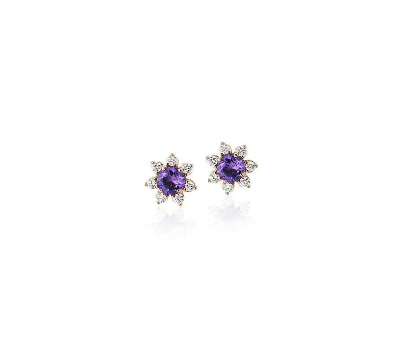 amethyst and diamond starburst earrings