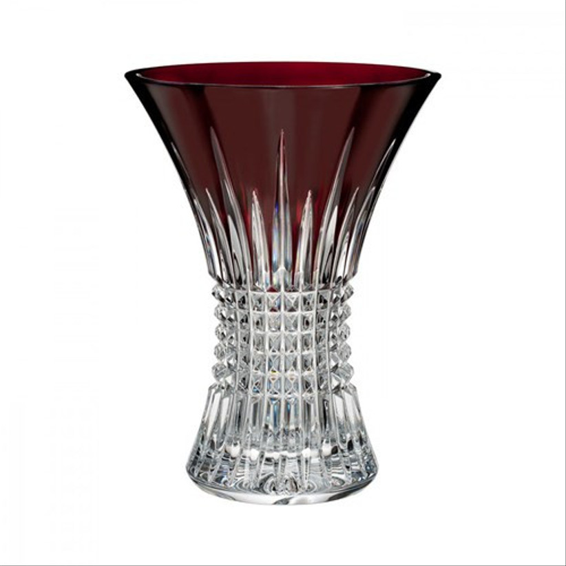 crystal vase with red top