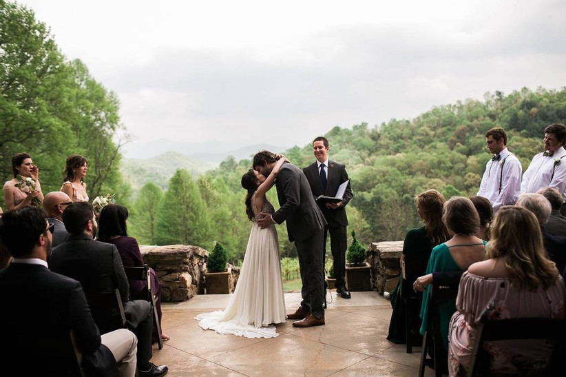 wedding ceremony on scenic terrace