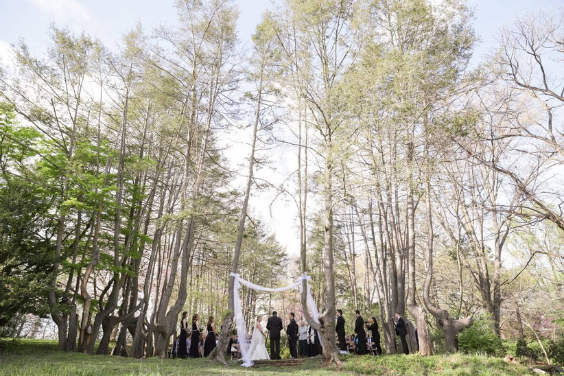 outdoor forest wedding ceremony