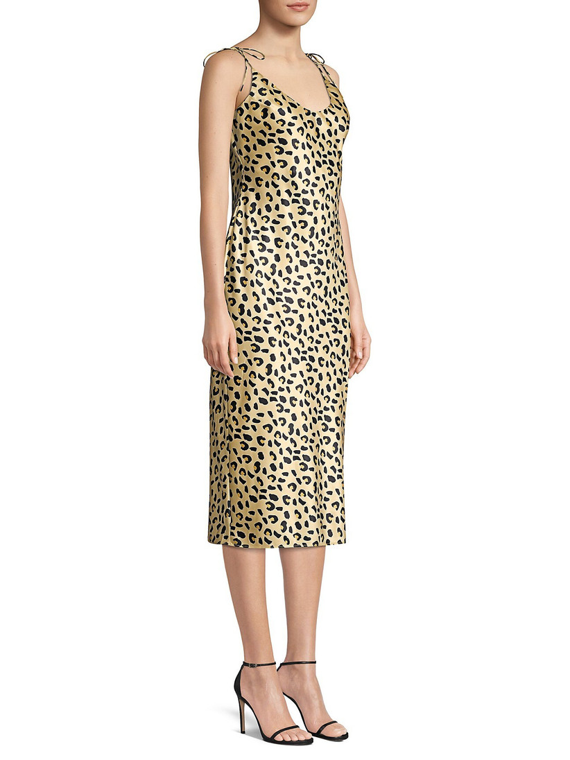 платье для девичника с леопардовым принтом, юбкой-миди и рукавами-макаронами