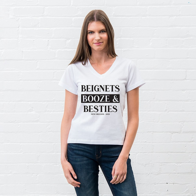 Beignets, Booze, and Besties bachelorette party T-shirt