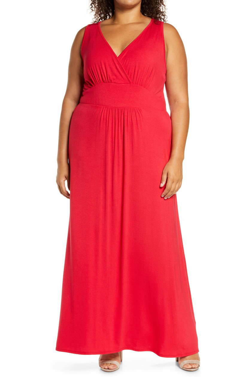Casual bright red maxi dress for summer wedding