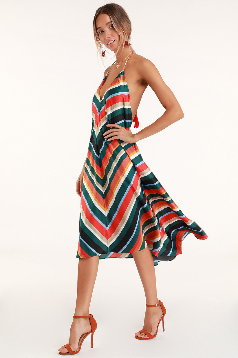 Multicolor stripe midi dress