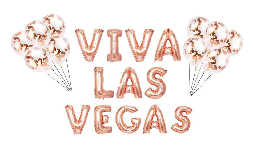 Viva Las Vegas rose gold foil balloons
