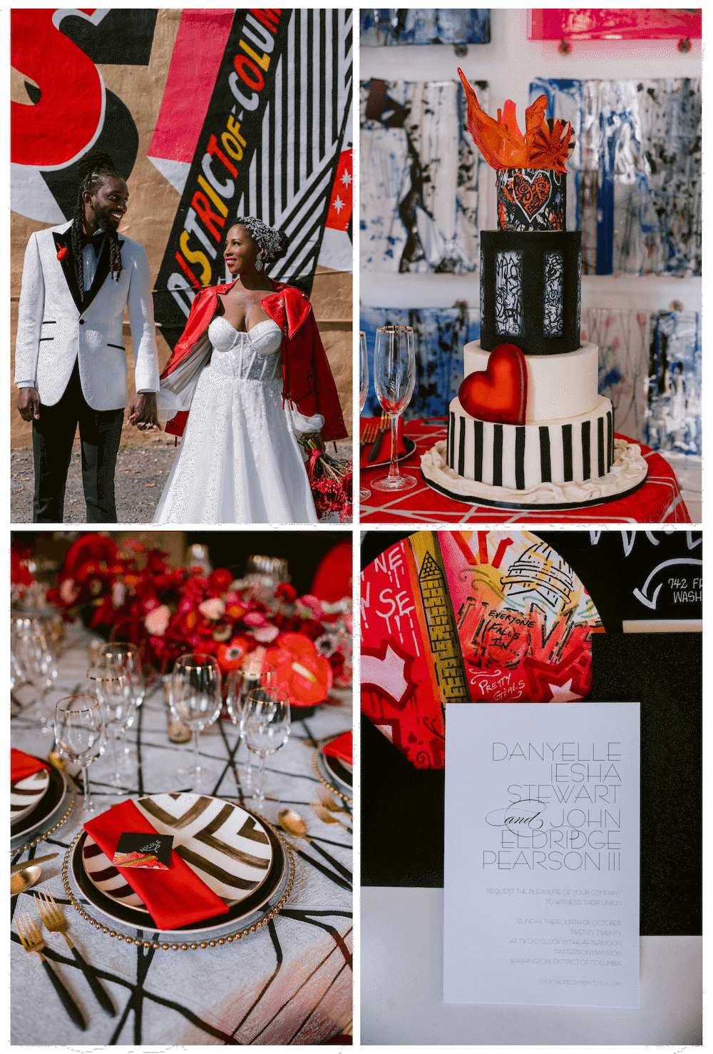 Смелая и артистичная красно-черная свадьба | Свадебная доска настроения