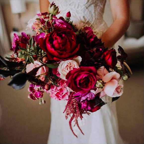 Свадебный букет из розовых цветов — фото 12