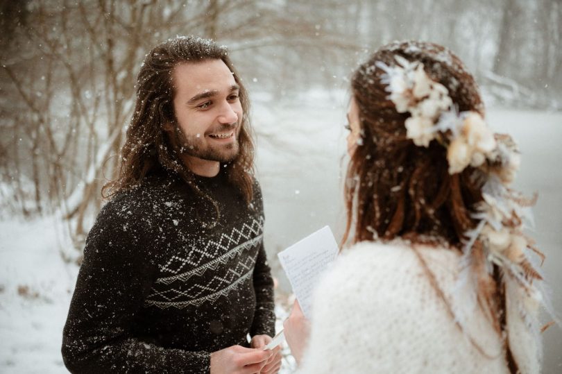 Побег под снегом зимой - Фото: Мари Дюбрюлль - Свадебный блог: Босая невеста